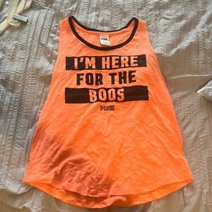 EUC Halloween orange tank by PINK. “Here for the boos”